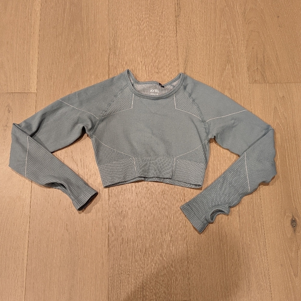 AYBL Light Teal Long Sleeve Crop Top